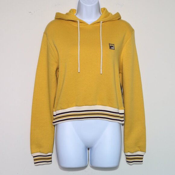 FILA - Yellow Bailey Hoodie Cropped Hooded Sweatshirt - Women's Small NEW NWT 🔥 - Picture 1 of 9